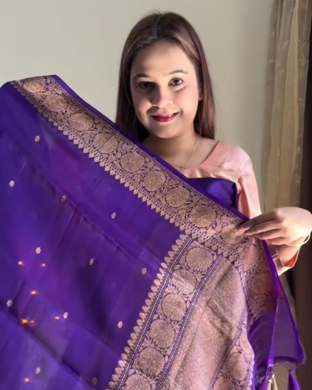 Deep Purple Cotton jari suit